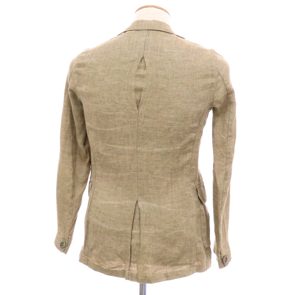 【中古】マリオ ムスカリエッロ Mario Muscariello リネン 2B サファリジャケット ブラウンベージュ【 42 】【 状態ランクC 】【 メンズ 】