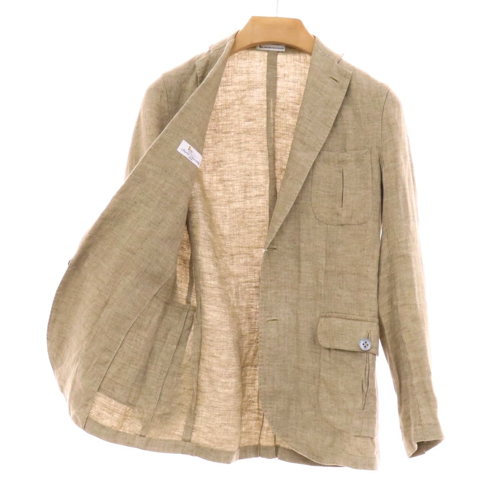 【中古】マリオ ムスカリエッロ Mario Muscariello リネン 2B サファリジャケット ブラウンベージュ【 42 】【 状態ランクC 】【 メンズ 】