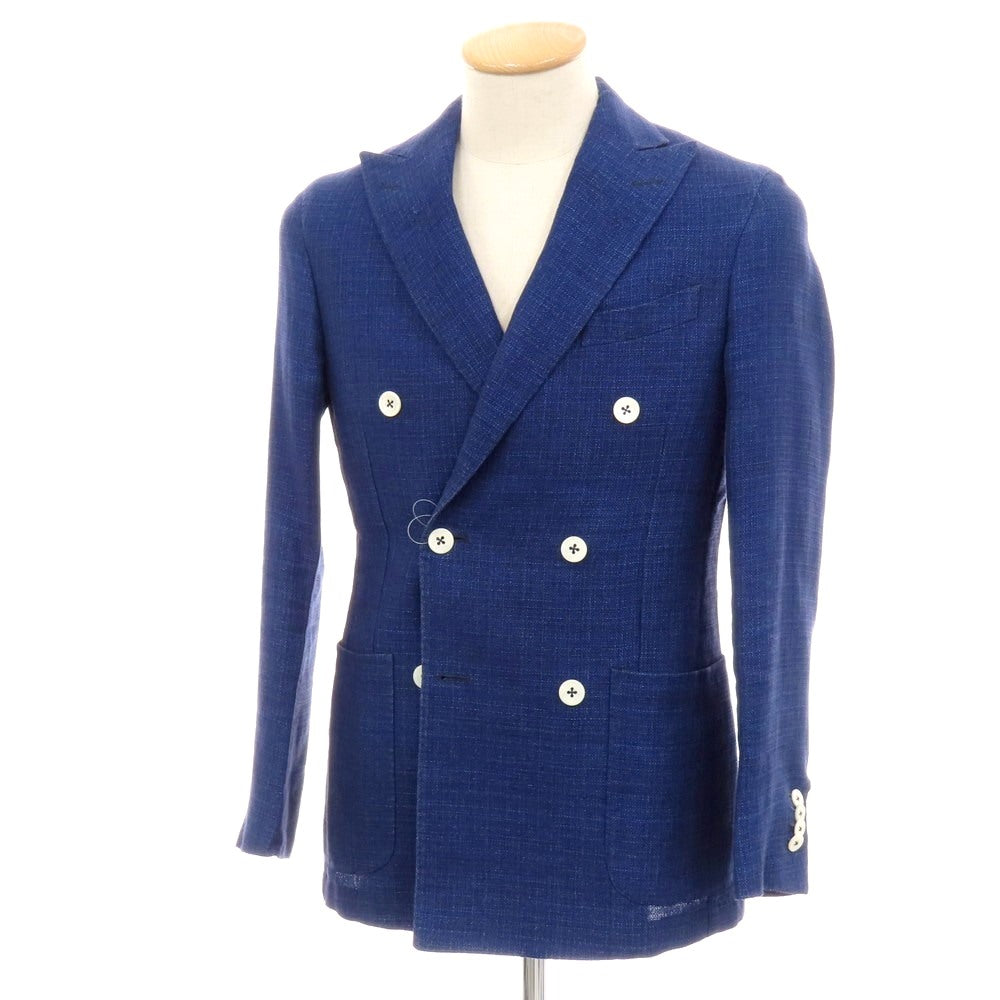 【中古】エイドス Eidos Brilla per il gusto別注 リネンウール ダブル6B テーラードジャケット ライトネイビー【 42 】【 状態ランクC 】【 メンズ 】