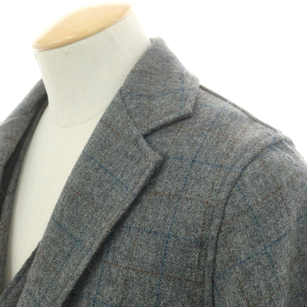 【中古】オアスロウ orSlow ウールアルパカ チェック ツーピース ジャケット&ジレ グレー系【 1 】【 状態ランクB 】【 メンズ 】