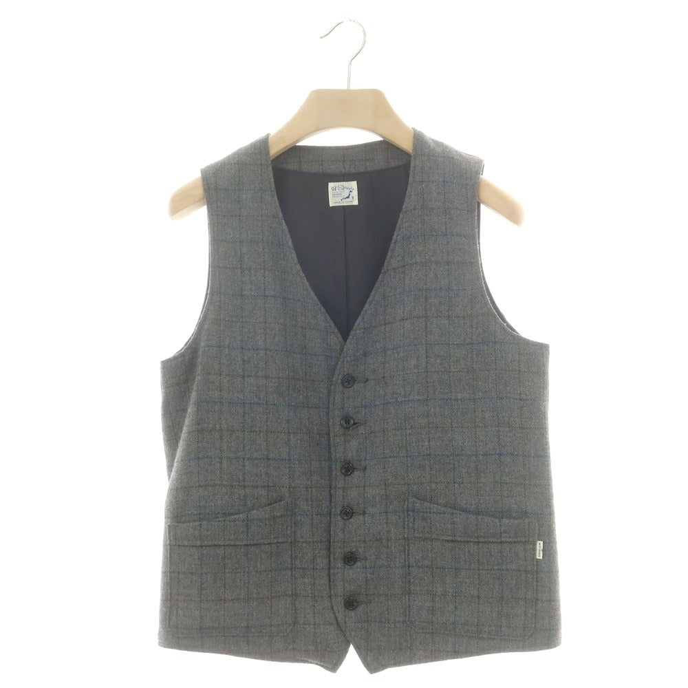 【中古】オアスロウ orSlow ウールアルパカ チェック ツーピース ジャケット&ジレ グレー系【 1 】【 状態ランクB 】【 メンズ 】