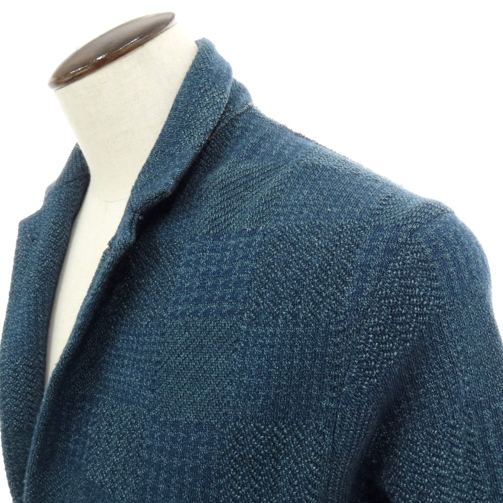 【中古】フォーティーファイブアール 45R コットン チェック 3B ニットジャケット ネイビー【 4 】【 状態ランクB 】【 メンズ 】