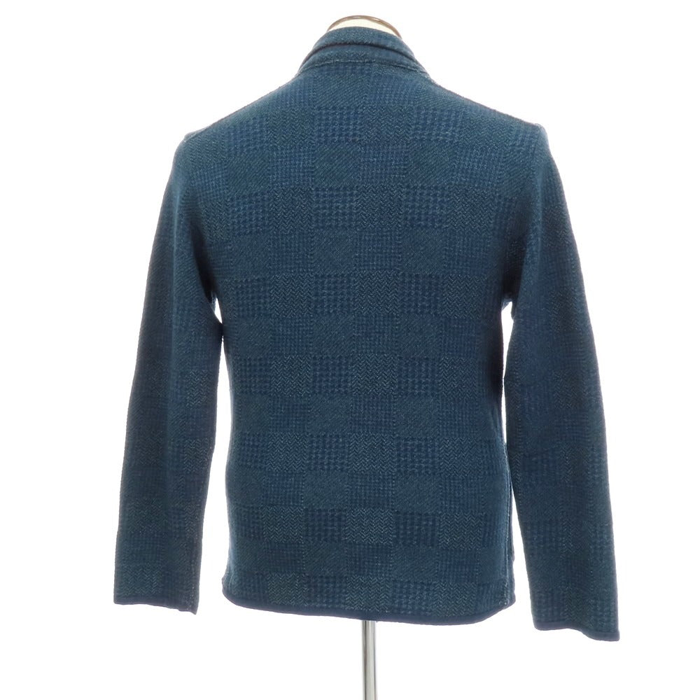 【中古】フォーティーファイブアール 45R コットン チェック 3B ニットジャケット ネイビー【 4 】【 状態ランクB 】【 メンズ 】