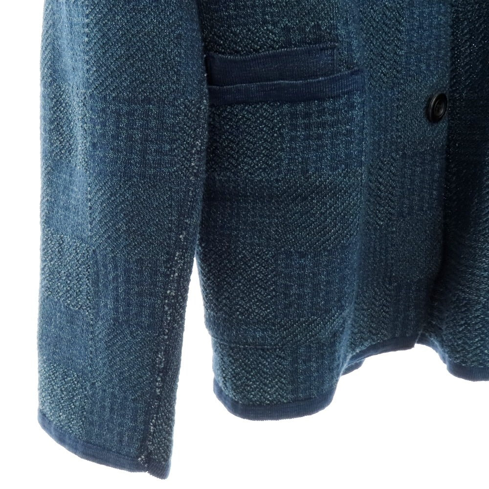 【中古】フォーティーファイブアール 45R コットン チェック 3B ニットジャケット ネイビー【 4 】【 状態ランクB 】【 メンズ 】