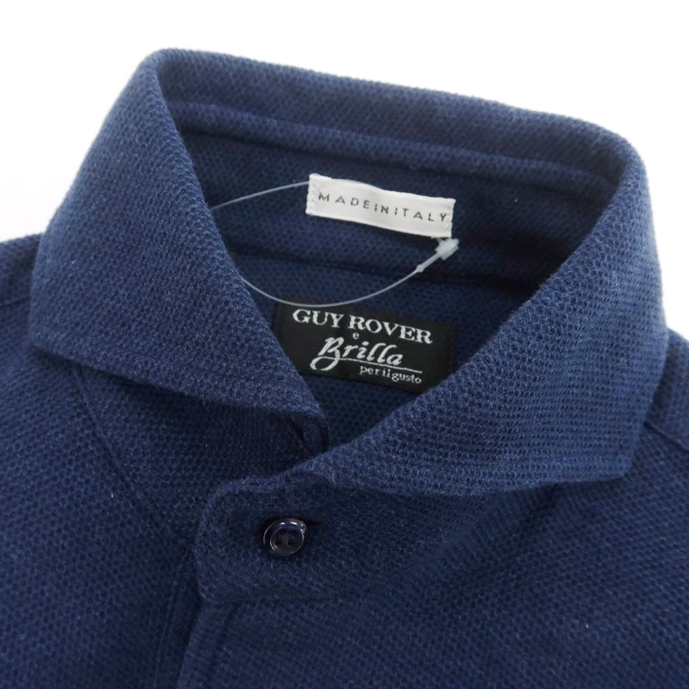 【中古】ギローバー GUY ROVER Brilla per il gusto別注 コットン鹿の子 ホリゾンタルカラー 長袖ポロシャツ ネイビー【 XS 】【 状態ランクB 】【 メンズ 】