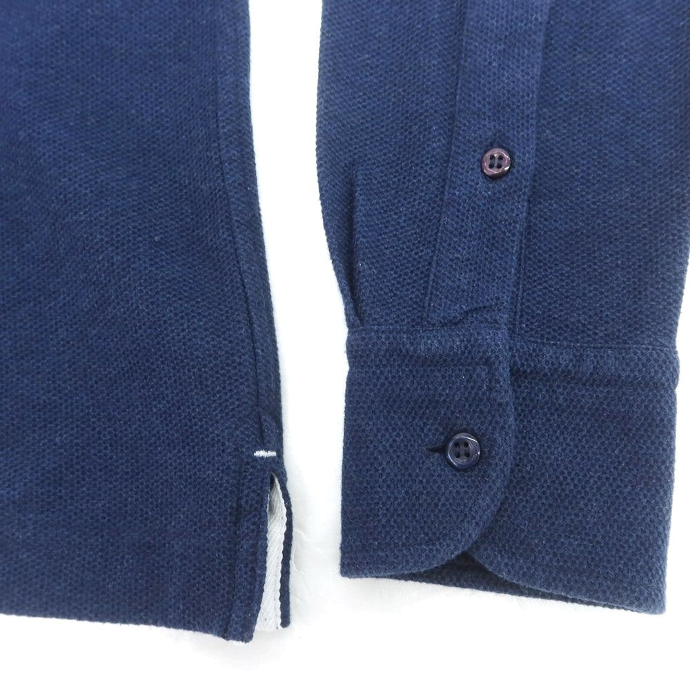 【中古】ギローバー GUY ROVER Brilla per il gusto別注 コットン鹿の子 ホリゾンタルカラー 長袖ポロシャツ ネイビー【 XS 】【 状態ランクB 】【 メンズ 】