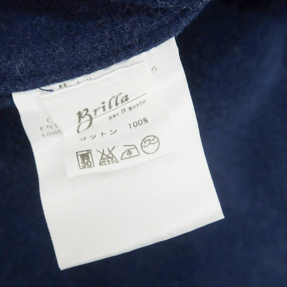 【中古】ギローバー GUY ROVER Brilla per il gusto別注 コットン鹿の子 ホリゾンタルカラー 長袖ポロシャツ ネイビー【 XS 】【 状態ランクB 】【 メンズ 】