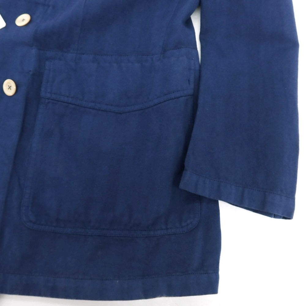 【新品アウトレット】ドレイクス DRAKES コットンリネン ヘリンボーン ダブル6B カジュアルジャケット ネイビー【 38 】【 状態ランクN- 】【 メンズ 】