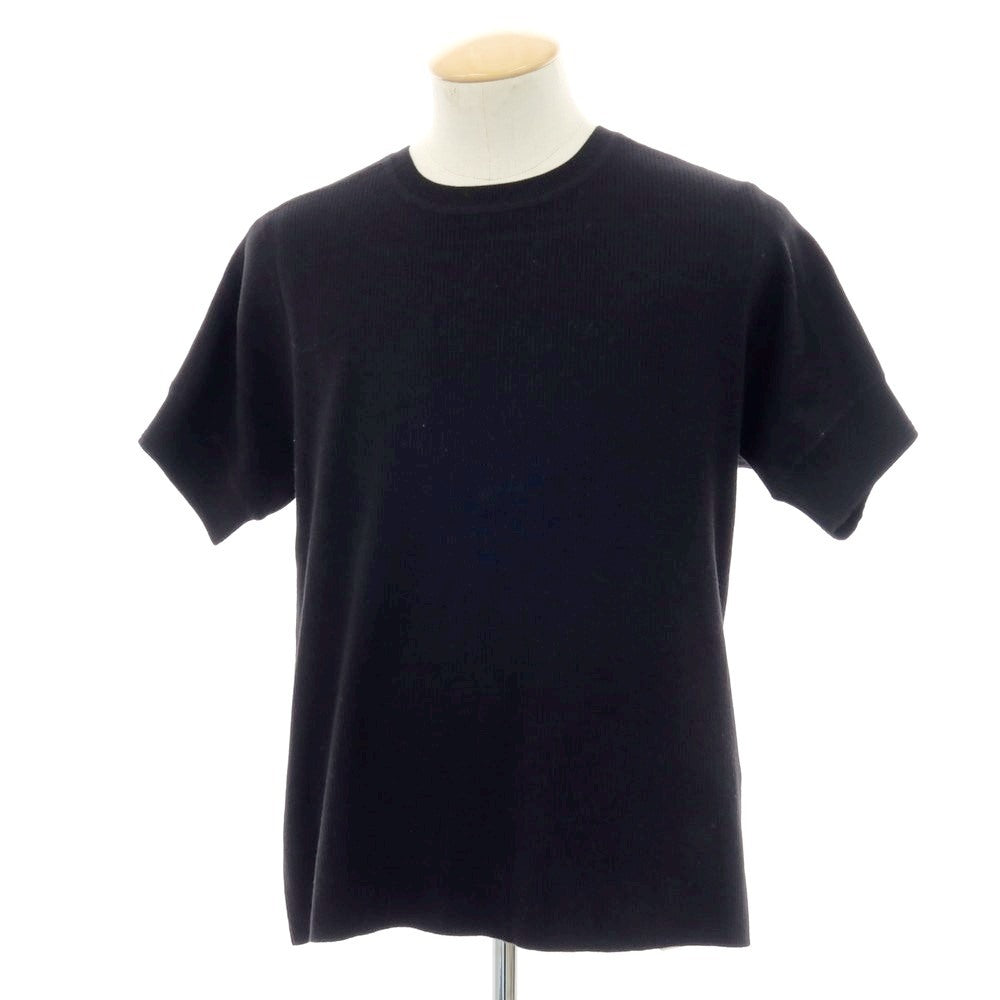 【新品】ヴィルーム V::loom ポリエステルコットンカシミヤ クルーネック 半袖 リブ プルオーバーニット ブラック【 M 】【 状態ランクN 】【 メンズ 】