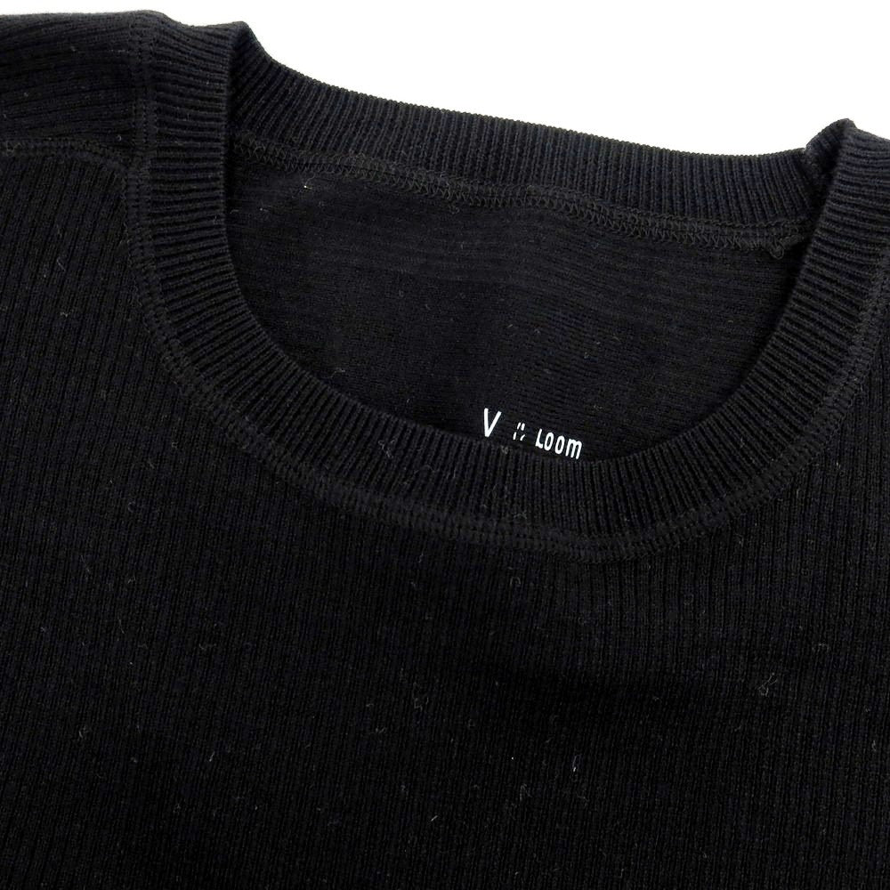 【新品】ヴィルーム V::loom ポリエステルコットンカシミヤ クルーネック 半袖 リブ プルオーバーニット ブラック【 M 】【 状態ランクN 】【 メンズ 】