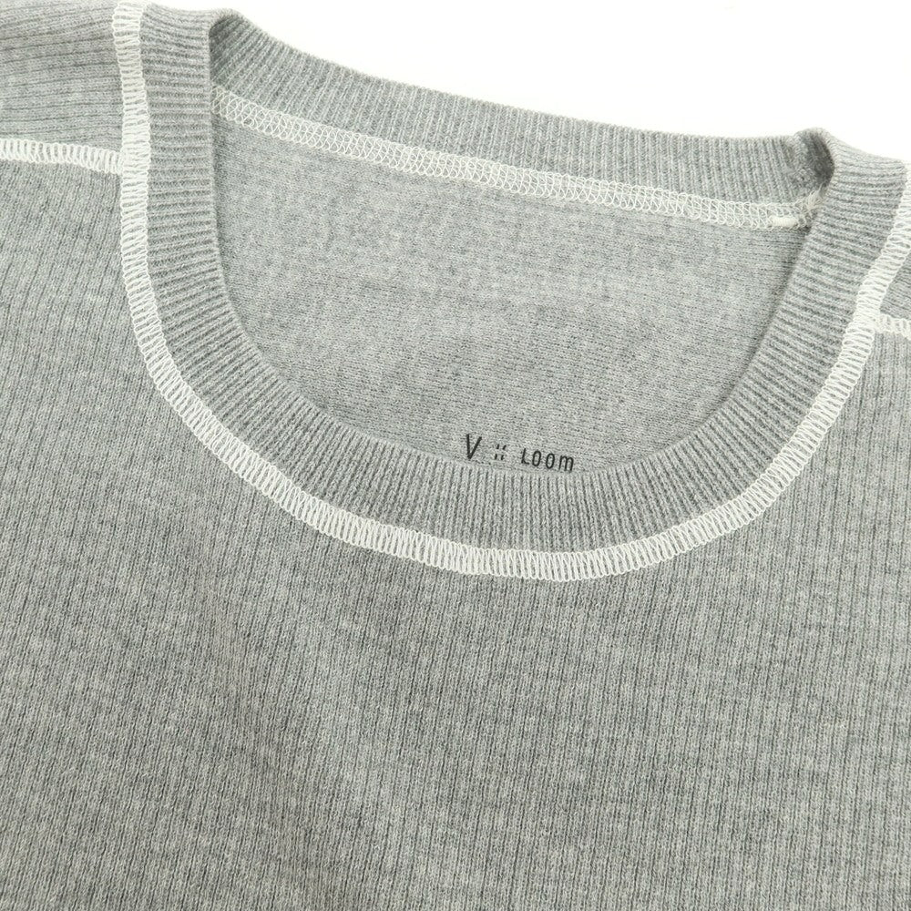 【新品】ヴィルーム V::loom ポリエステルコットンカシミヤ クルーネック 半袖 リブ プルオーバーニット グレー【 L 】【 状態ランクN 】【 メンズ 】