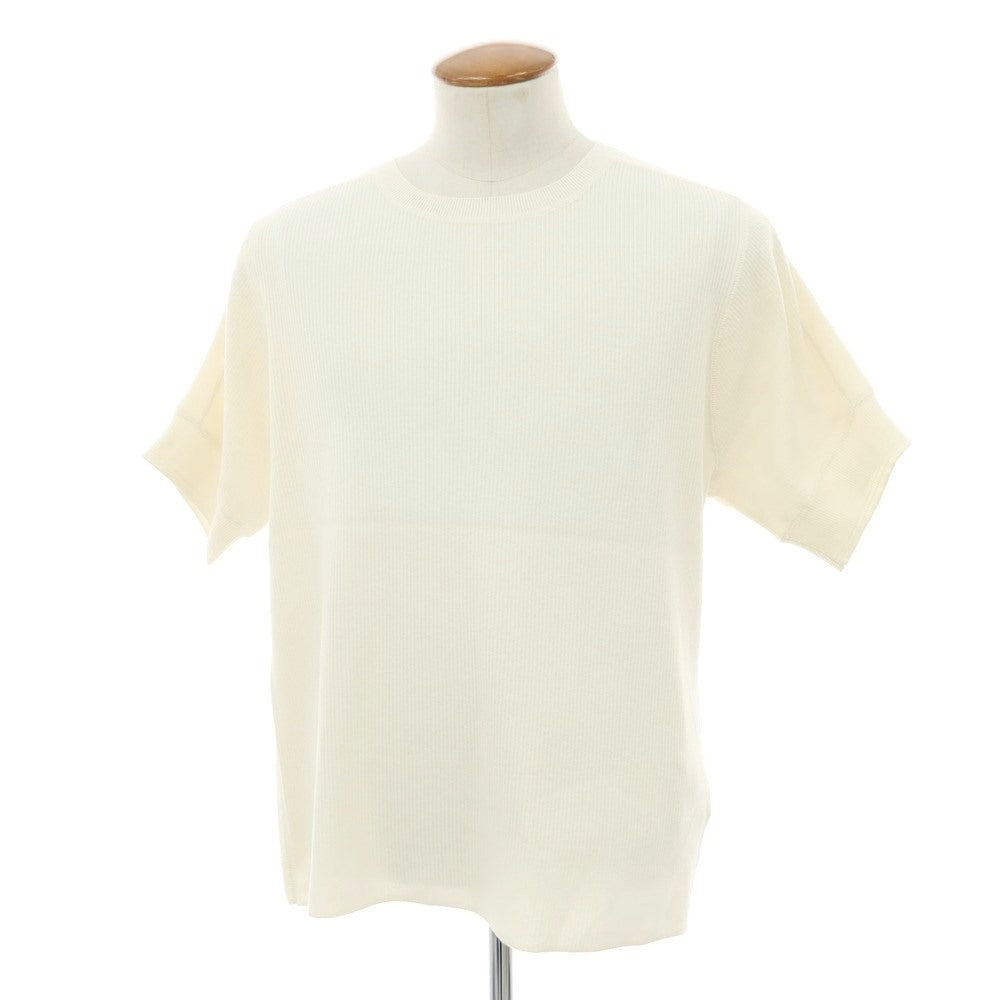 【新品アウトレット】ヴィルーム V::loom ポリエステルコットンカシミヤ クルーネック 半袖 リブ プルオーバーニット アイボリー【 L 】【 状態ランクN- 】【 メンズ 】