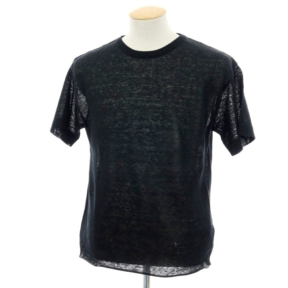 【新品】ヴィルーム V::loom リネン クルーネック 半袖 プルオーバーニット ブラック【 M 】【 状態ランクN 】【 メンズ 】