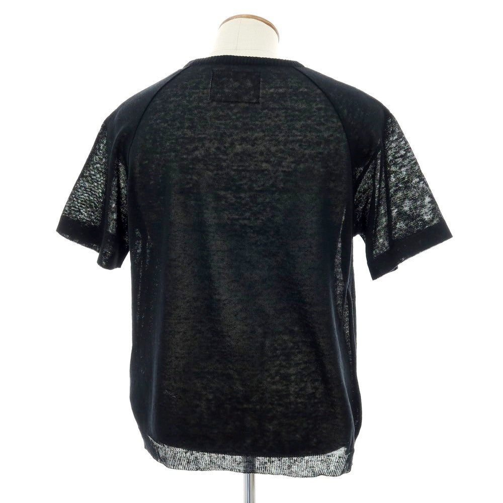 【新品】ヴィルーム V::loom リネン クルーネック 半袖 プルオーバーニット ブラック【 L 】【 状態ランクN 】【 メンズ 】