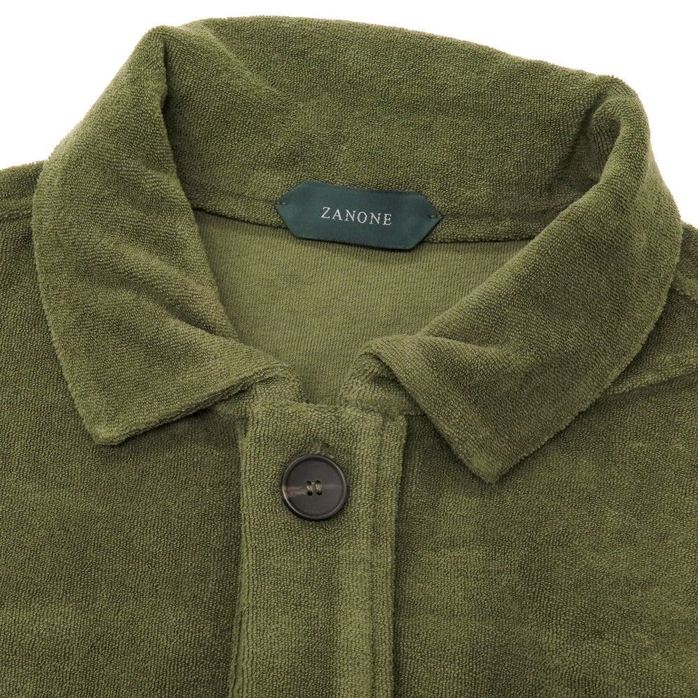 【新品】ザノーネ ZANONE コットン パイル ブルゾン ダークオリーブ【 L 】【 状態ランクN 】【 メンズ 】