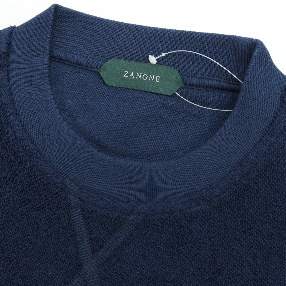 【新品】ザノーネ ZANONE コットン パイル クルーネック スウェット ネイビー【 L 】【 状態ランクN 】【 メンズ 】