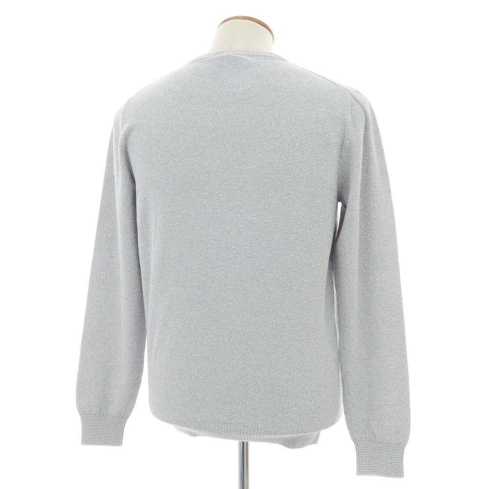 【新品アウトレット】ザノーネ ZANONE コットンナイロン ブークレー ボーダークルーネック プルオーバーニット グレーxホワイト【 50 】【 状態ランクN- 】【 メンズ 】