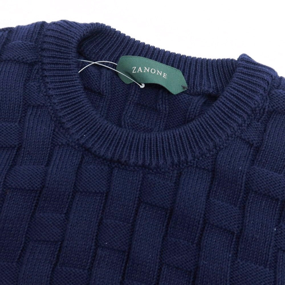 【新品】ザノーネ ZANONE コットン クルーネック プルオーバーニット ネイビー【 46 】【 状態ランクN 】【 メンズ 】