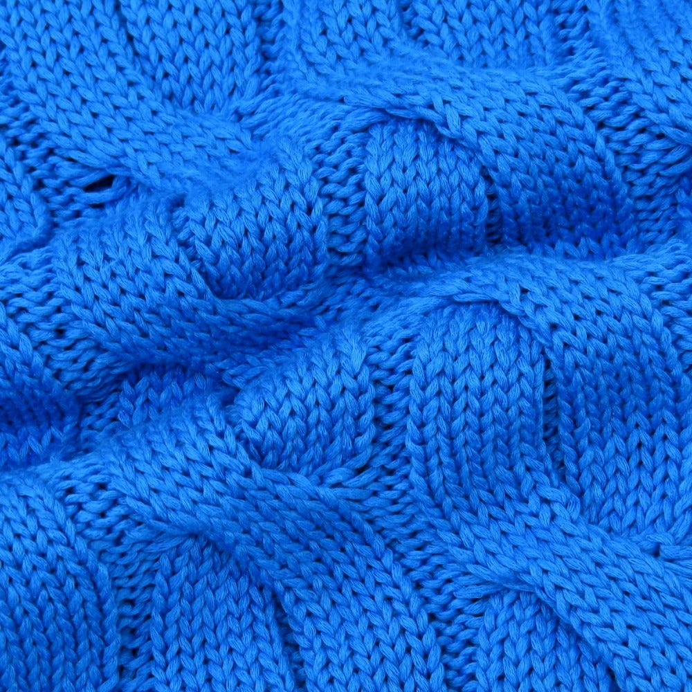 【新品アウトレット】ザノーネ ZANONE ケーブル編み コットン クルーネック プルオーバーニット ブルー【 48 】【 状態ランクN- 】【 メンズ 】