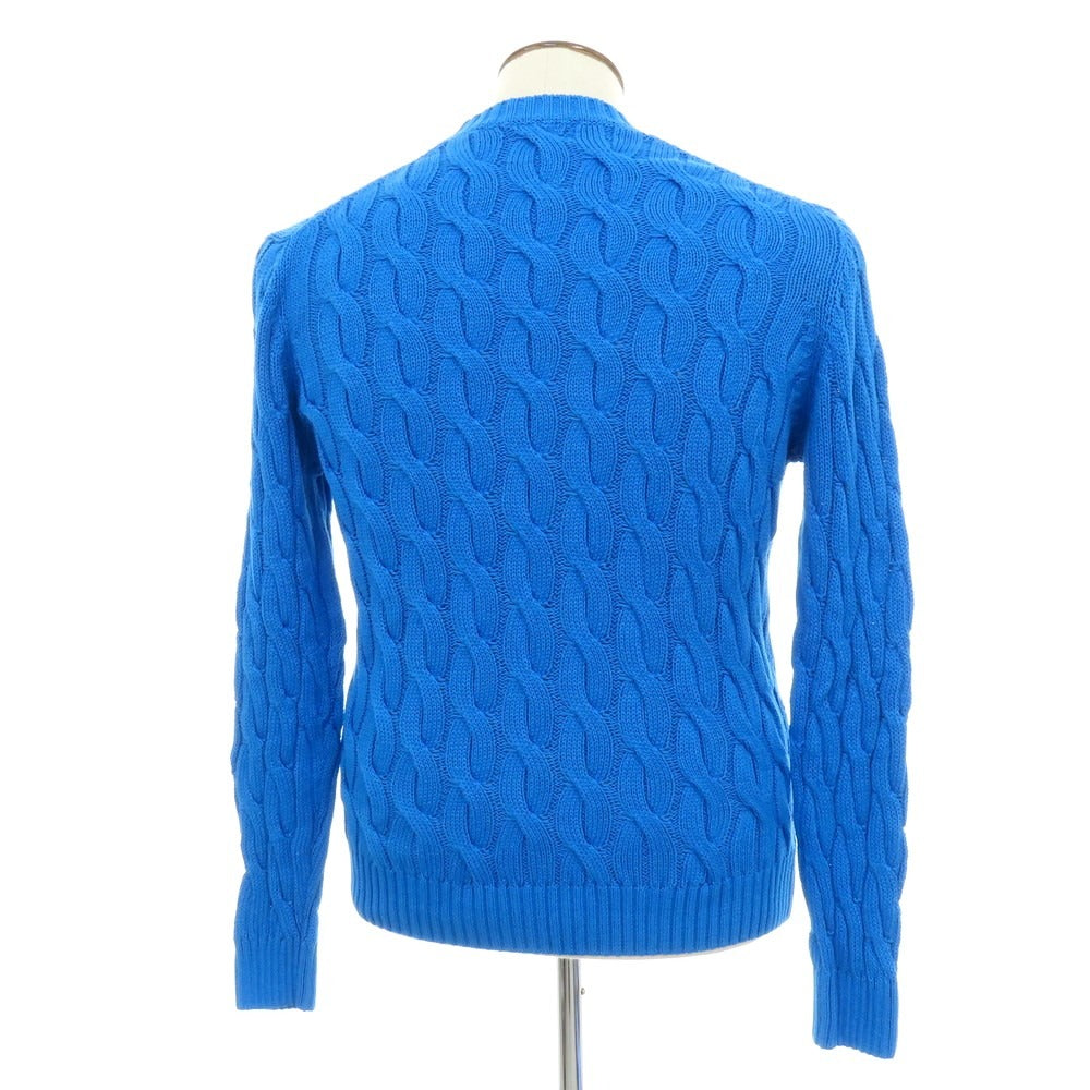 【新品】ザノーネ ZANONE ケーブル編み コットン クルーネック プルオーバーニット ブルー【 50 】【 状態ランクN 】【 メンズ 】