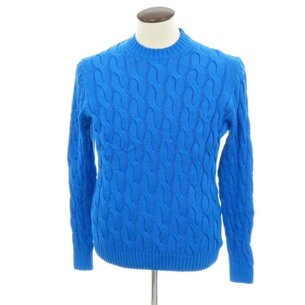 【新品】ザノーネ ZANONE ケーブル編み コットン クルーネック プルオーバーニット ブルー【 52 】【 状態ランクN 】【 メンズ 】
