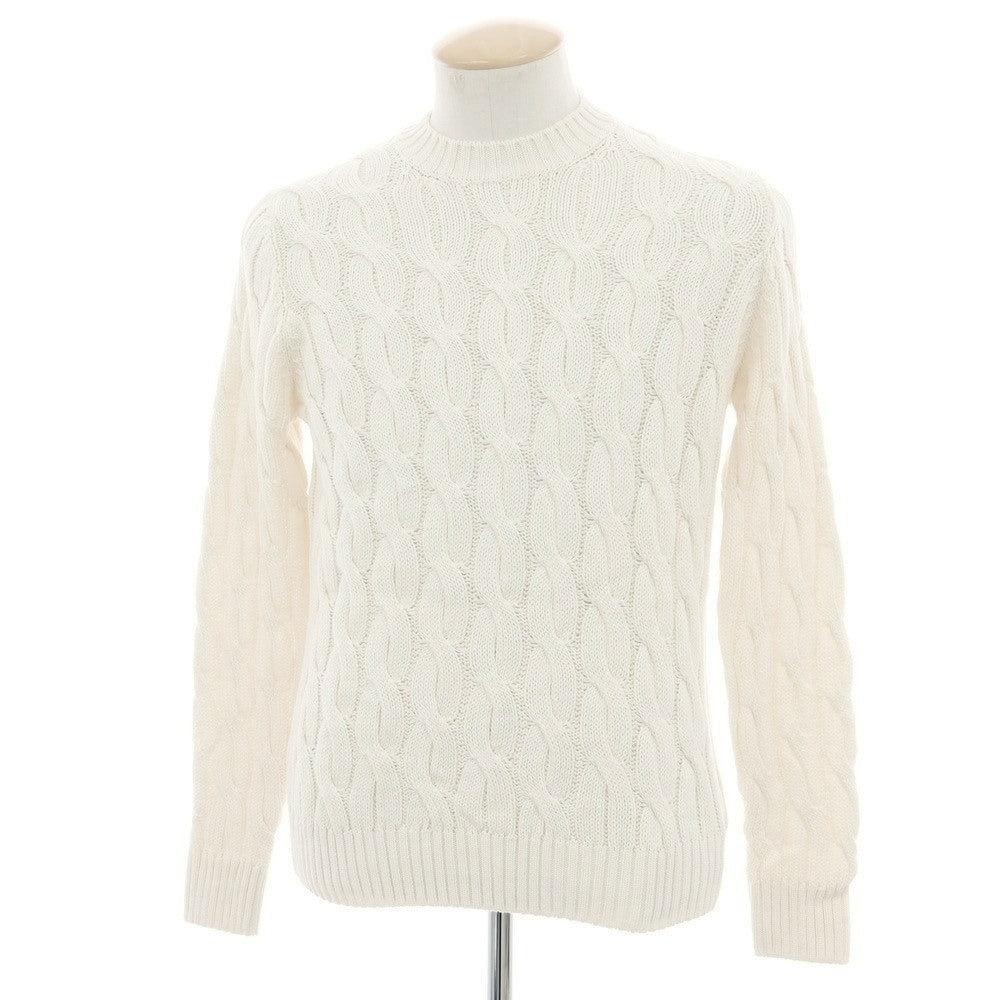 【新品】ザノーネ ZANONE ミドルゲージコットン ケーブル編み クルーネックニット アイボリー【 46 】【 状態ランクN 】【 メンズ 】