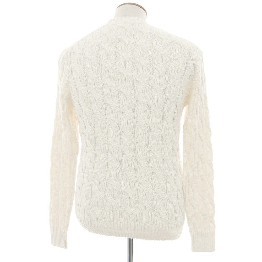 【新品】ザノーネ ZANONE ミドルゲージコットン ケーブル編み クルーネックニット アイボリー【 48 】【 状態ランクN 】【 メンズ 】