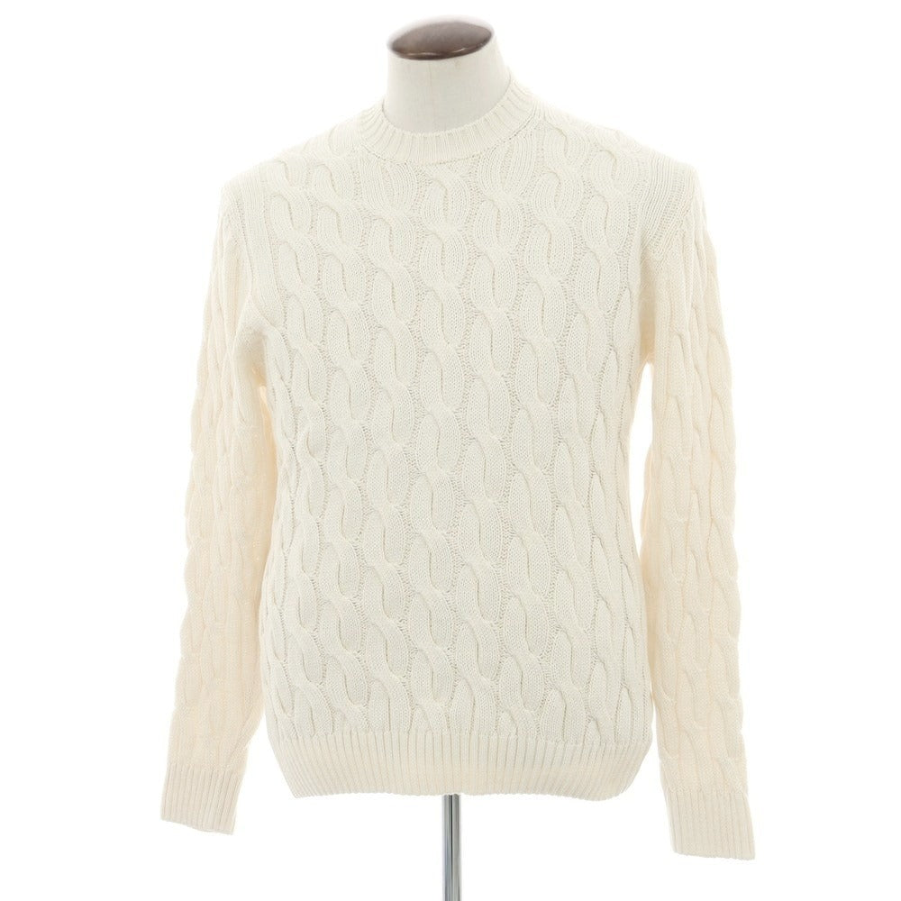 【新品】ザノーネ ZANONE ミドルゲージコットン ケーブル編み クルーネックニット アイボリー【 52 】【 状態ランクN 】【 メンズ 】
