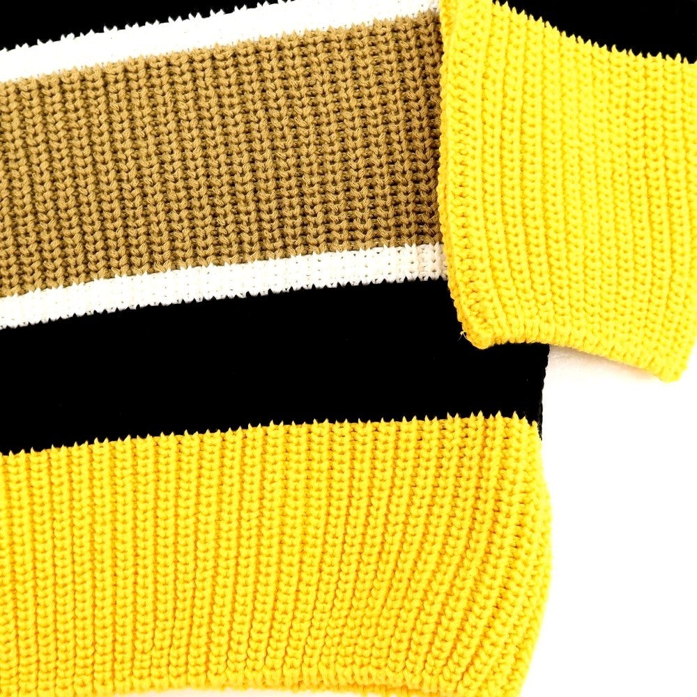 【新品】ザノーネ ZANONE ミドルゲージ コットン ボーダー クルーネック プルオーバーニット イエローxブラック【 50 】【 状態ランクN 】【 メンズ 】