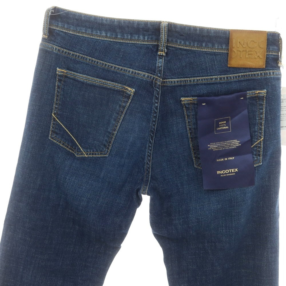 【新品】インコテックス ブルーディヴィジョン INCOTEX BLUE DIVISION ストレッチ タイトテーパードデニムパンツ ジーンズ ネイビー【 32 】【 状態ランクN 】【 メンズ 】