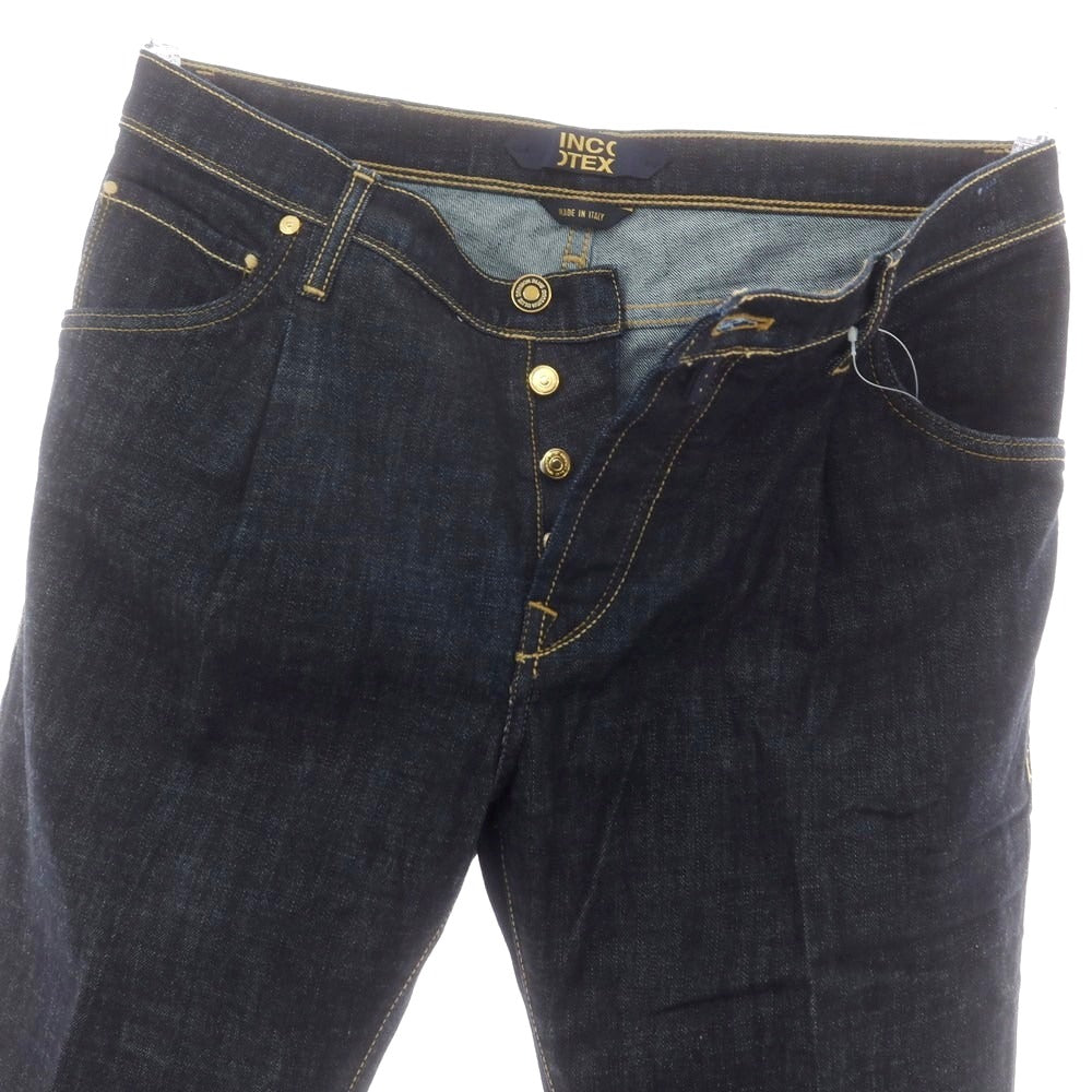 【新品アウトレット】インコテックス ブルーディヴィジョン INCOTEX BLUE DIVISION ワンプリーツ ストレッチ タイトテーパードデニムパンツ ネイビー【 33 】【 状態ランクN- 】【 メンズ 】
