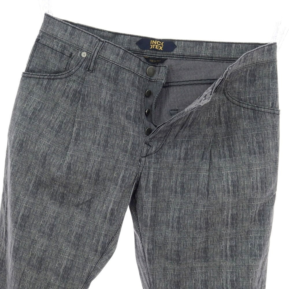 【新品】インコテックス ブルーディヴィジョン INCOTEX BLUE DIVISION ストレッチ コットン グレンチェック 5ポケットパンツ ブラックxホワイト【 34 】【 状態ランクN 】【 メンズ 】