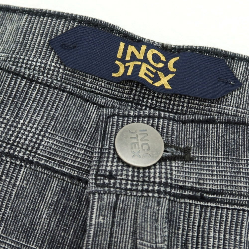 【新品】インコテックス ブルーディヴィジョン INCOTEX BLUE DIVISION ストレッチ コットン グレンチェック 5ポケットパンツ ブラックxホワイト【 34 】【 状態ランクN 】【 メンズ 】