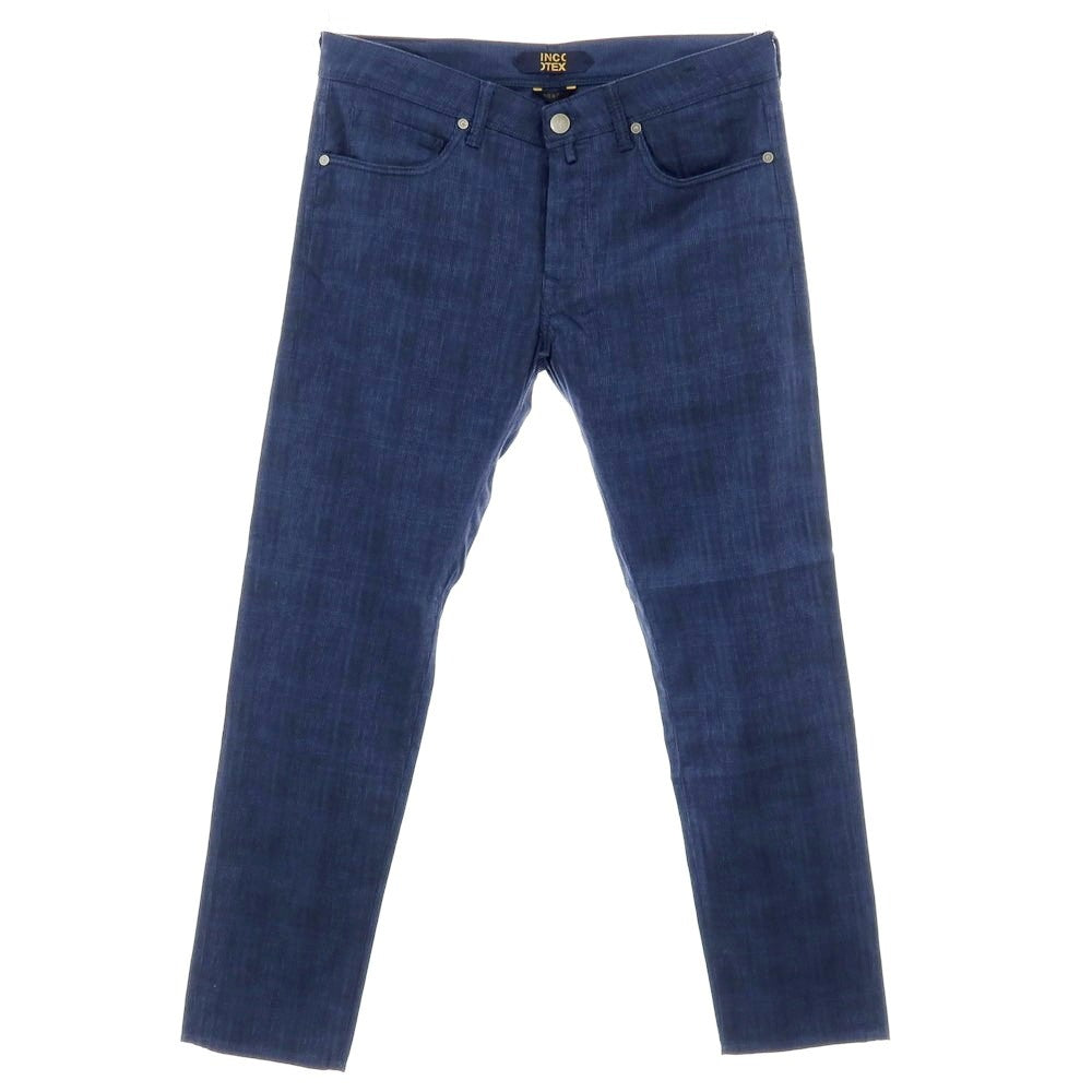 【新品】インコテックス ブルーディヴィジョン INCOTEX BLUE DIVISION ストレッチ コットン グレンチェック 5ポケットパンツ ブルーxブラック【 サイズ33 】【 状態ランクN 】【 メンズ 】