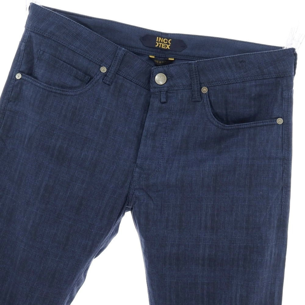 【新品】インコテックス ブルーディヴィジョン INCOTEX BLUE DIVISION ストレッチ コットン グレンチェック 5ポケットパンツ ブルーxブラック【 サイズ33 】【 状態ランクN 】【 メンズ 】