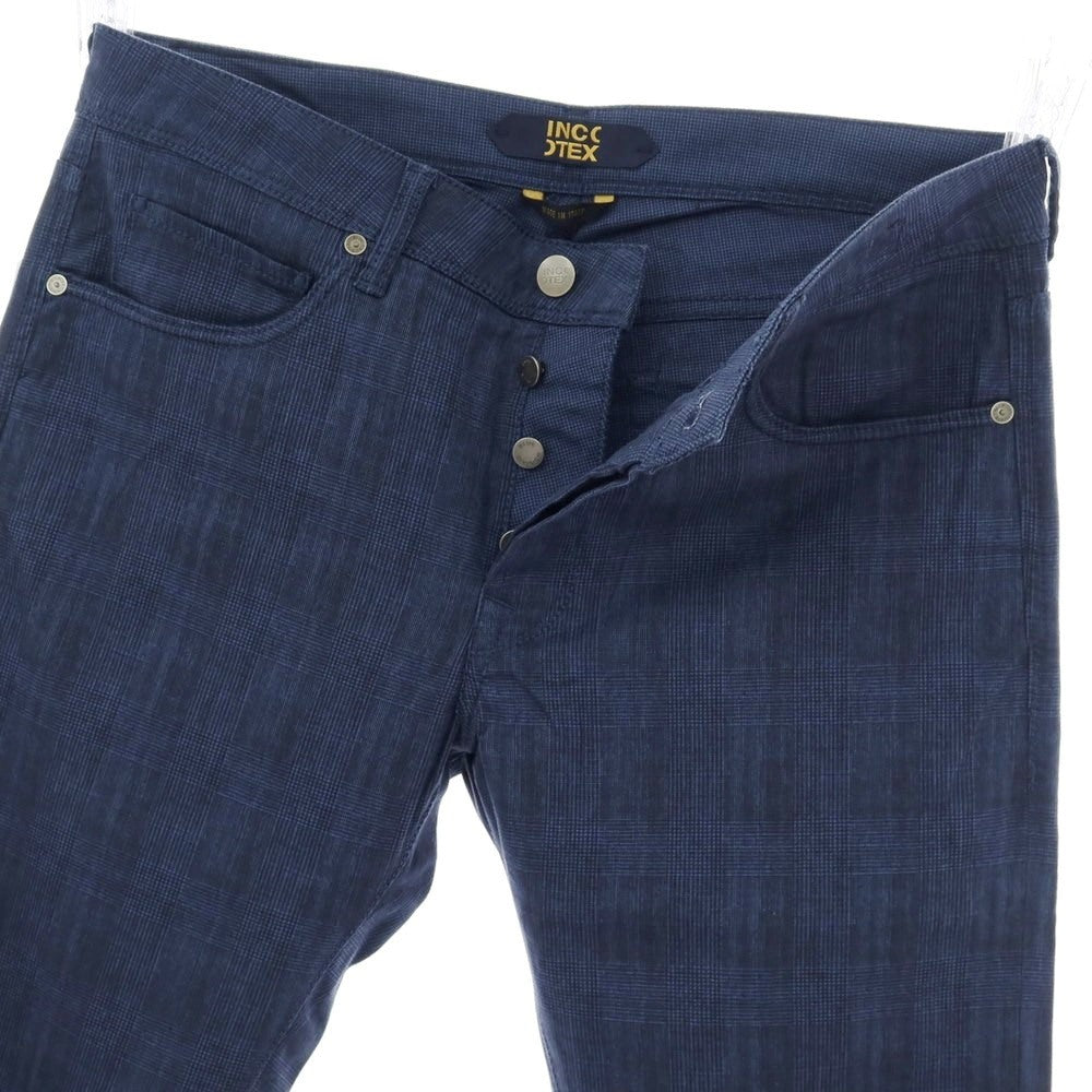 【新品】インコテックス ブルーディヴィジョン INCOTEX BLUE DIVISION ストレッチ コットン グレンチェック 5ポケットパンツ ブルーxブラック【 サイズ33 】【 状態ランクN 】【 メンズ 】