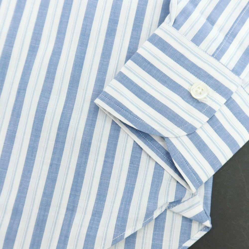 【新品】マリアサンタンジェロ Maria Santangelo MARCELLO コットン ストライプ ワンピースカラーシャツ ブルーxホワイト【 39 】【 状態ランクN 】【 メンズ 】