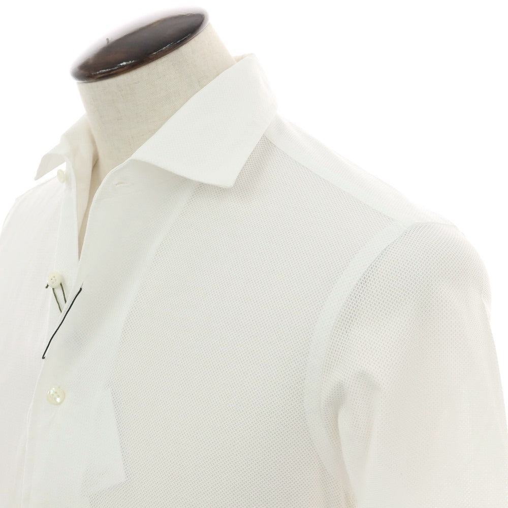 【新品】マリアサンタンジェロ Maria Santangelo MARCELLO メッシュコットン カジュアルシャツ ホワイト【 42 】【 状態ランクN 】【 メンズ 】