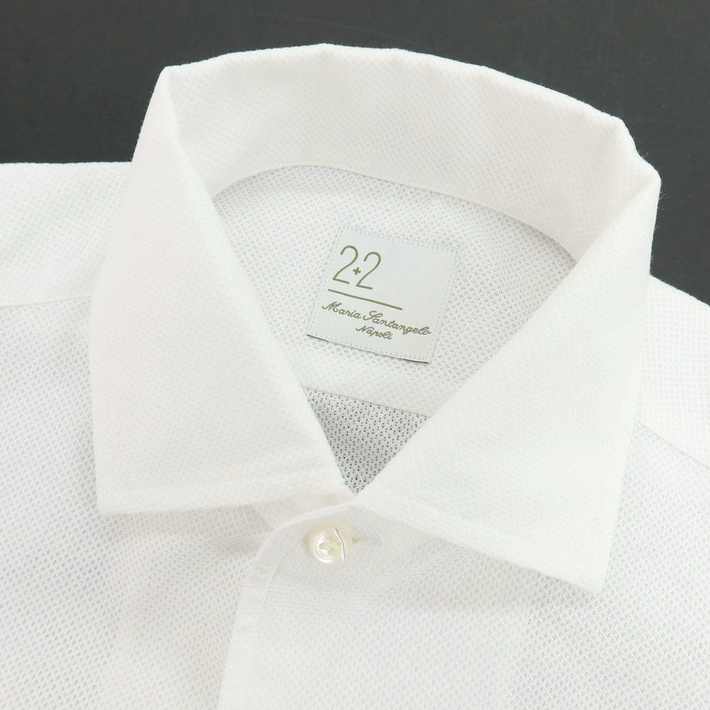 【新品】マリアサンタンジェロ Maria Santangelo MARCELLO メッシュコットン カジュアルシャツ ホワイト【 42 】【 状態ランクN 】【 メンズ 】