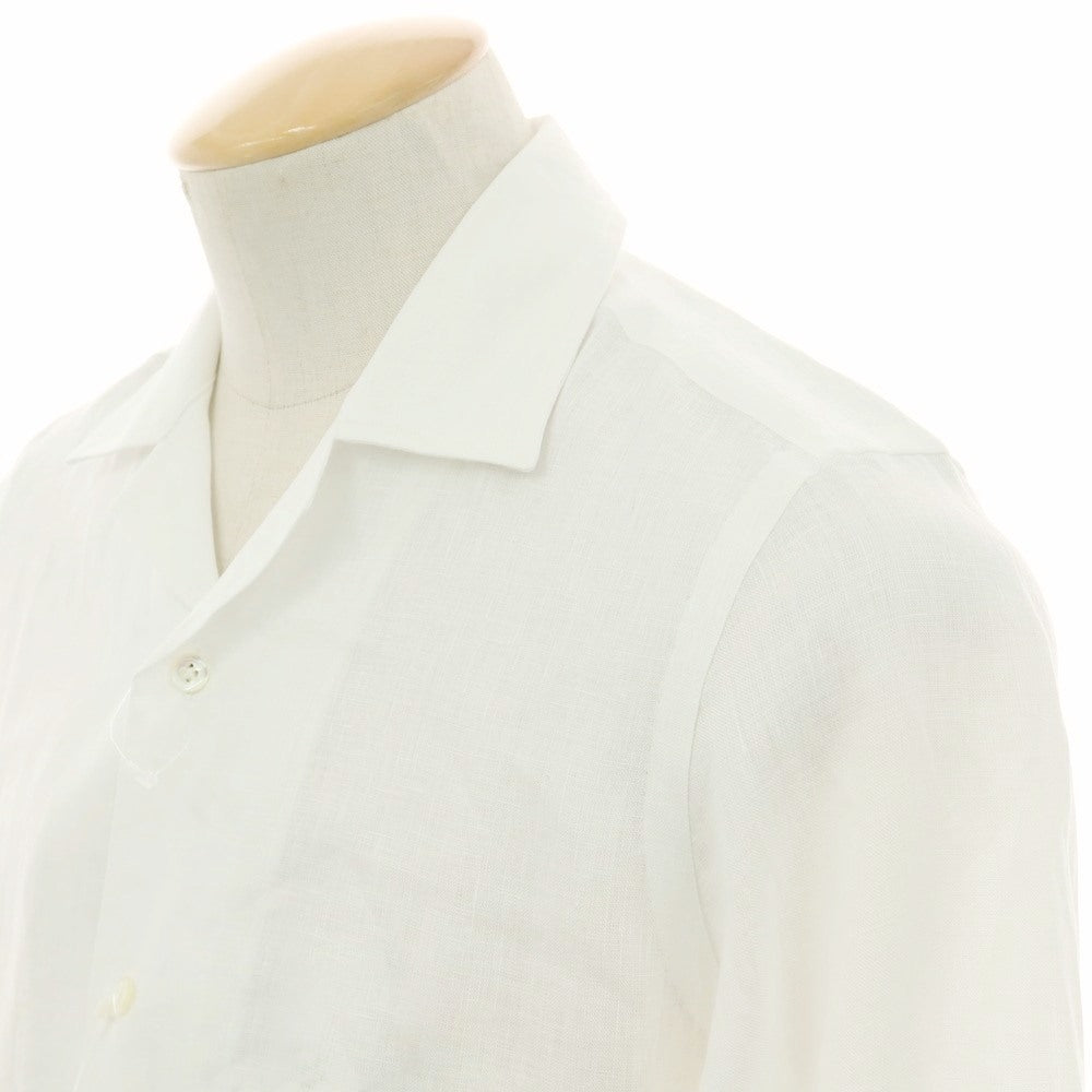 【新品】マリアサンタンジェロ Maria Santangelo FIJI リネン オープンカラー カジュアルシャツ ホワイト【 38 】【 状態ランクN 】【 メンズ 】