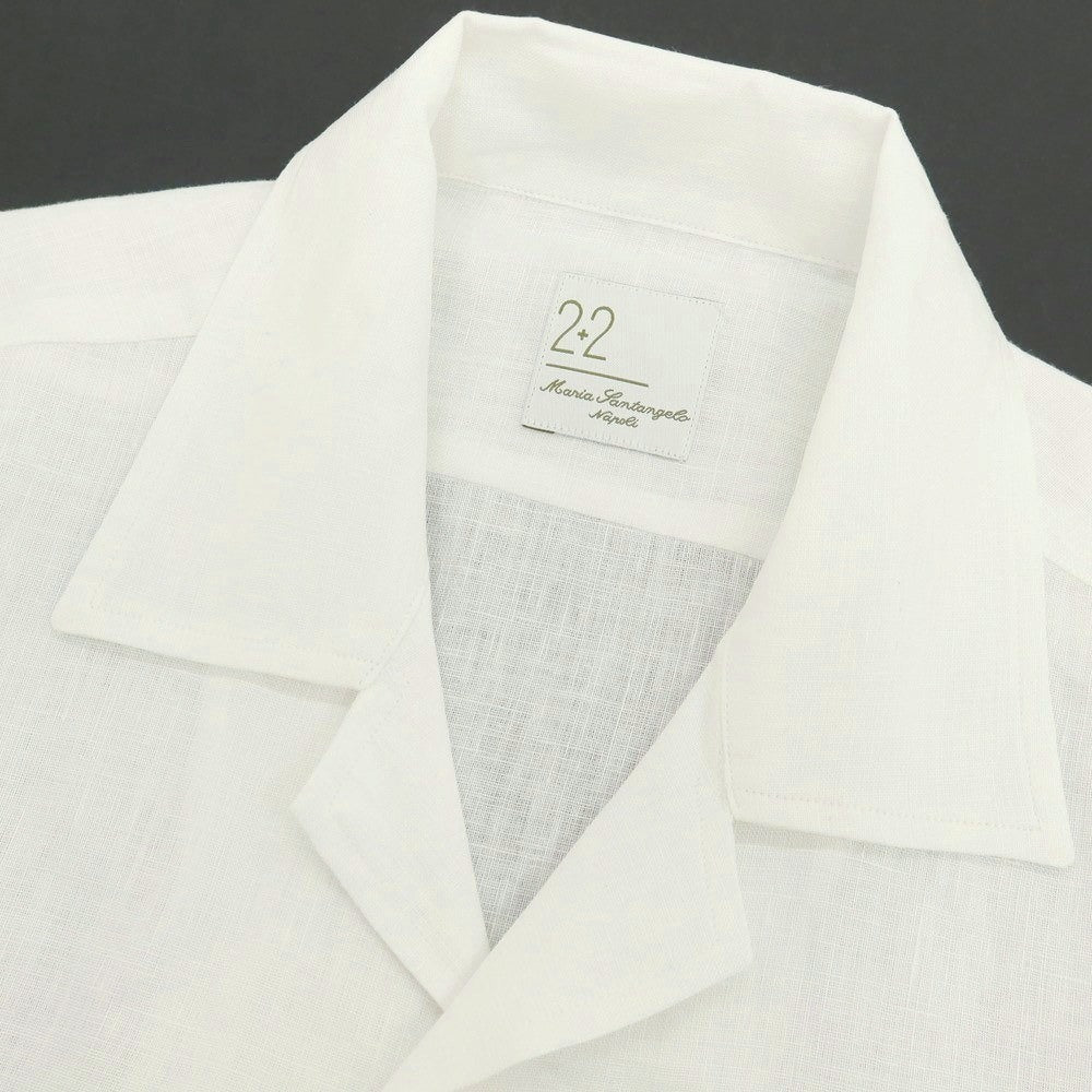 【新品】マリアサンタンジェロ Maria Santangelo FIJI リネン オープンカラー カジュアルシャツ ホワイト【 42 】【 状態ランクN 】【 メンズ 】