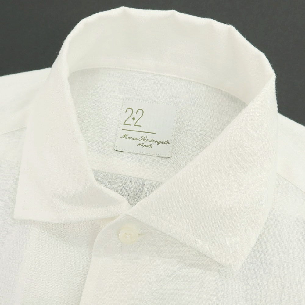 【新品】マリアサンタンジェロ Maria Santangelo MARCELLO リネン カジュアルシャツ ホワイト【 37 】【 状態ランクN 】【 メンズ 】