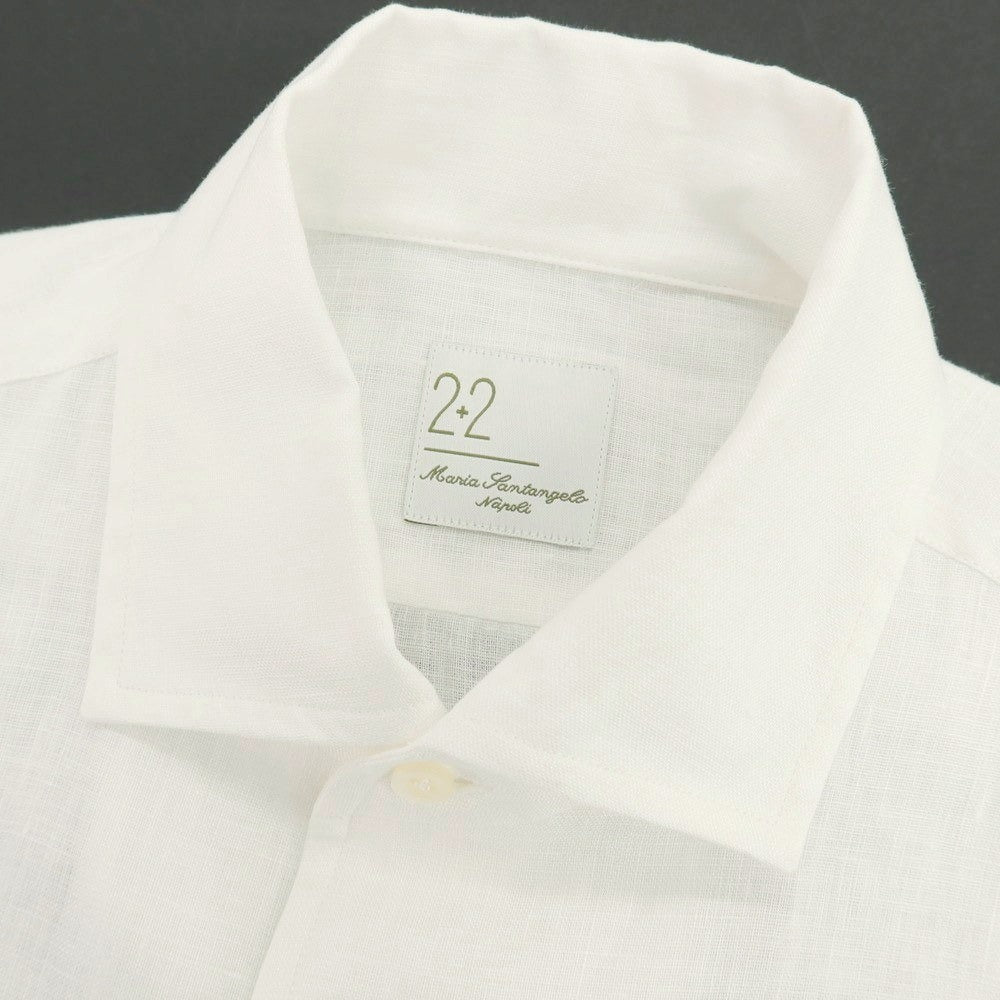 【新品】マリアサンタンジェロ Maria Santangelo MARCELLO リネン カジュアルシャツ ホワイト【 38 】【 状態ランクN 】【 メンズ 】