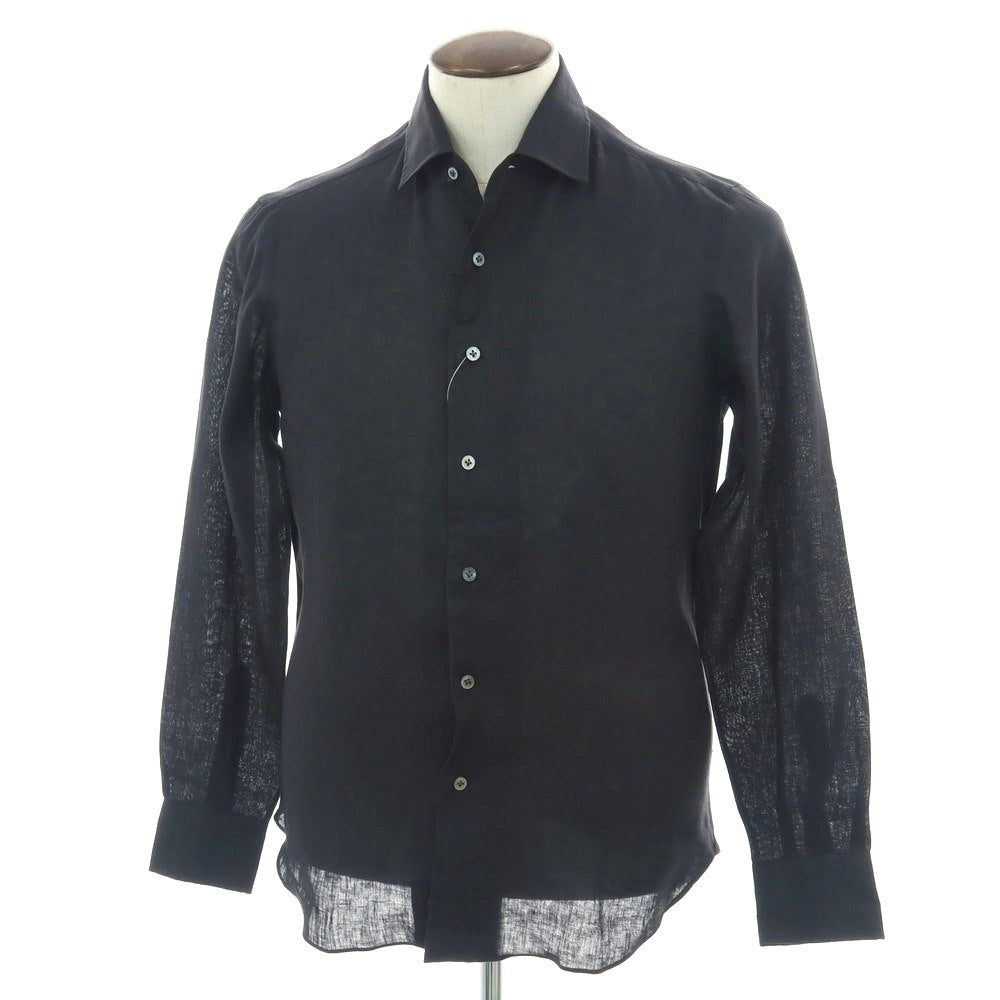 【新品】マリアサンタンジェロ Maria Santangelo MARCELLO リネン カジュアルシャツ ブラック【 41 】【 状態ランクN 】【 メンズ 】