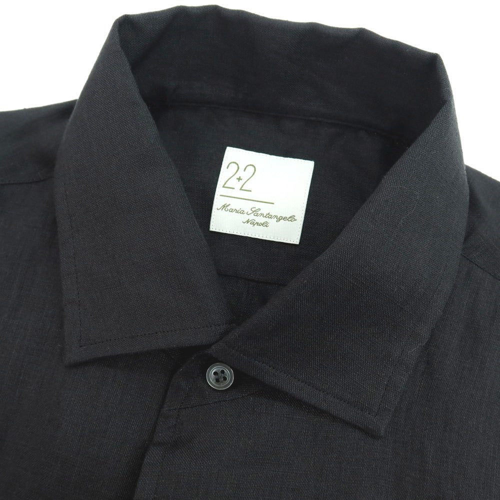 【新品】マリアサンタンジェロ Maria Santangelo MARCELLO リネン カジュアルシャツ ブラック【 41 】【 状態ランクN 】【 メンズ 】
