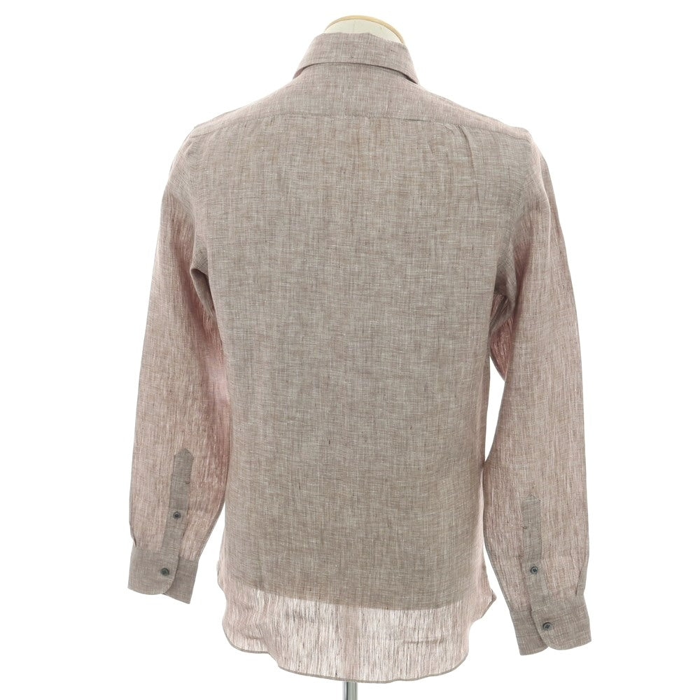 【新品】マリアサンタンジェロ Maria Santangelo MARCELLO リネン カジュアルシャツ ブラウン【 37 】【 状態ランクN 】【 メンズ 】