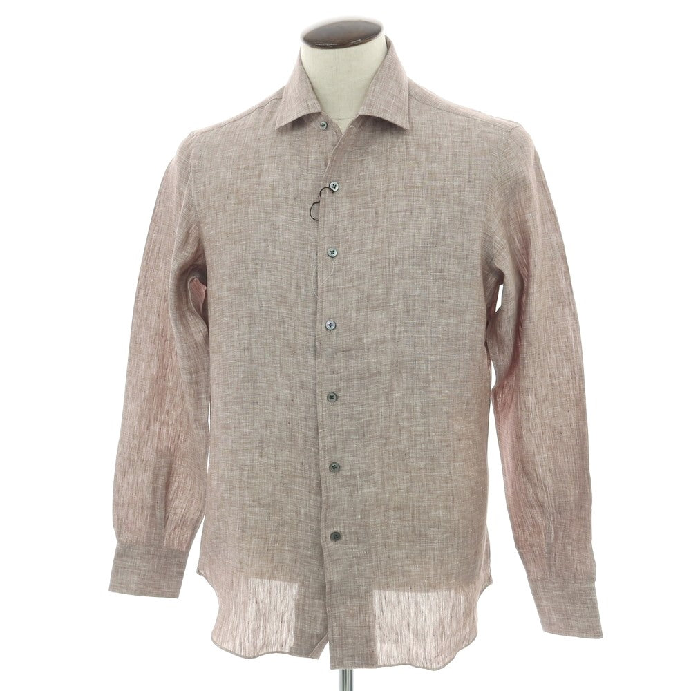 【新品】マリアサンタンジェロ Maria Santangelo MARCELLO リネン カジュアルシャツ ブラウン【 41 】【 状態ランクN 】【 メンズ 】
