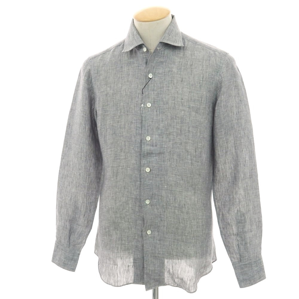 【新品】マリアサンタンジェロ Maria Santangelo MARCELLO リネン カジュアルシャツ グレー【 37 】【 状態ランクN 】【 メンズ 】