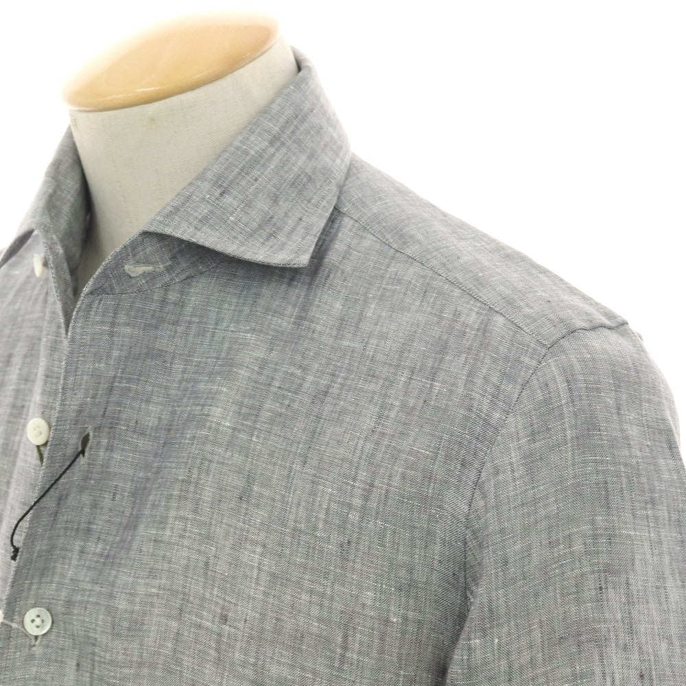 【新品】マリアサンタンジェロ Maria Santangelo MARCELLO リネン カジュアルシャツ グレー【 37 】【 状態ランクN 】【 メンズ 】