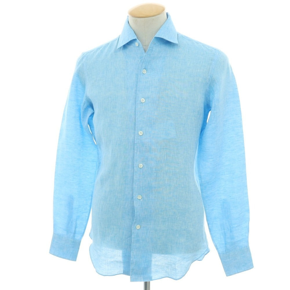 【新品】マリアサンタンジェロ Maria Santangelo MARCELLO リネン カジュアルシャツ ライトブルー【 37 】【 状態ランクN 】【 メンズ 】